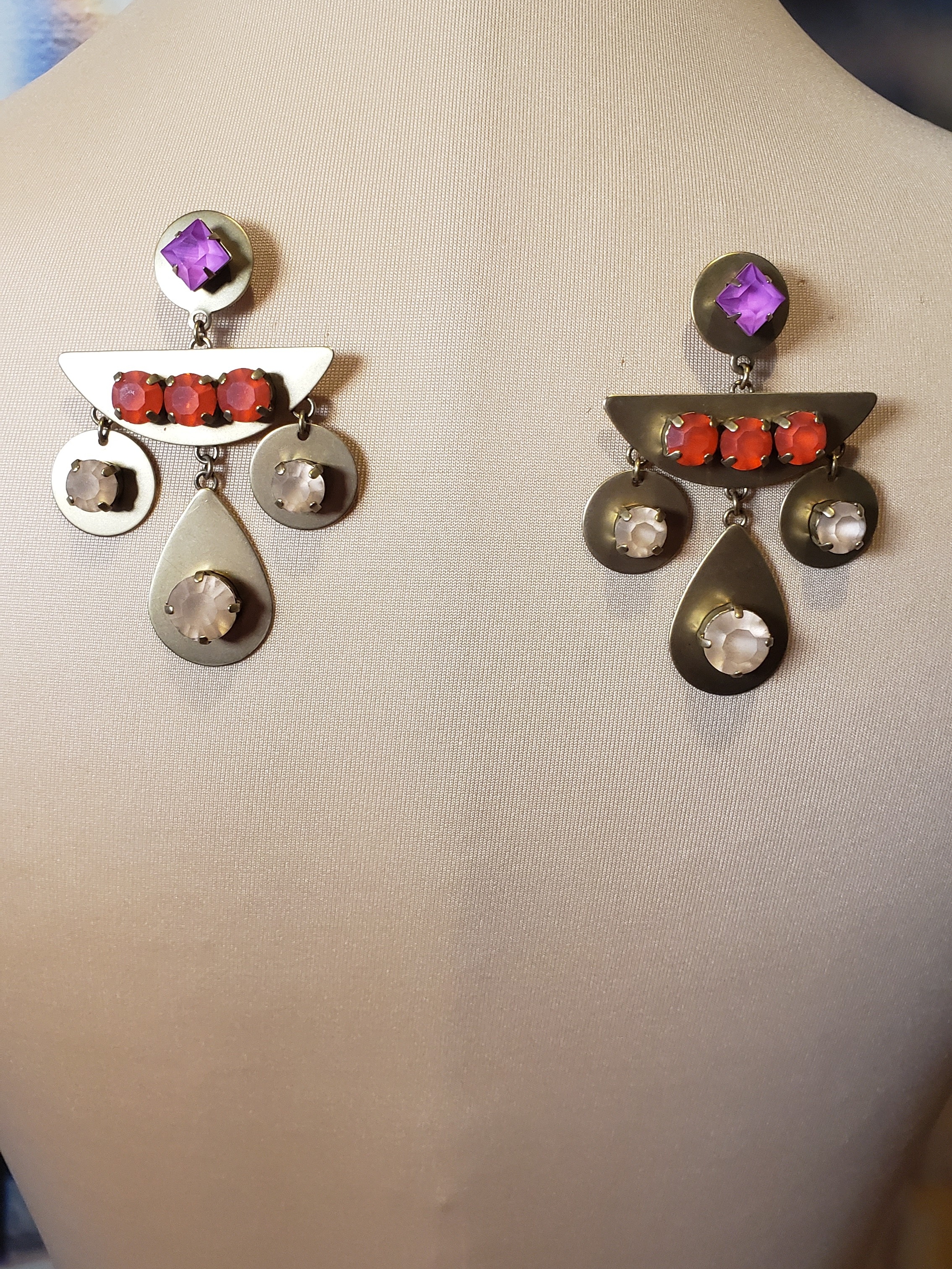 Unique Geometrical Dangle Stud Statement Earrings By Loren Hope — image 5 of 5